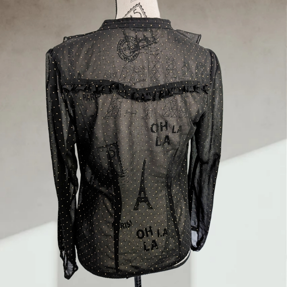GUESS sheer polka dot blouse - Picture 4 of 8